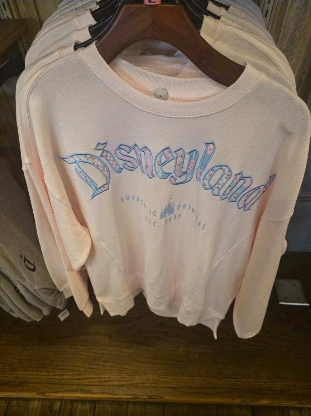 Disneyland Retro Font Blush Pink Pullover Sweatshirt XL New 2026 Disney